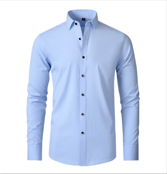 Mens Slim Fit Stretch Shirt with Long Sleeves Wrinkle-Free