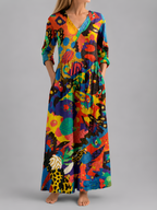 Abstract Print Relaxed Maxi Dress
