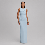 Sleeveless Ruched Side Slit Maxi Dress
