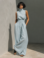 Women’s High Neck Sleeveless Top and Trousers Set