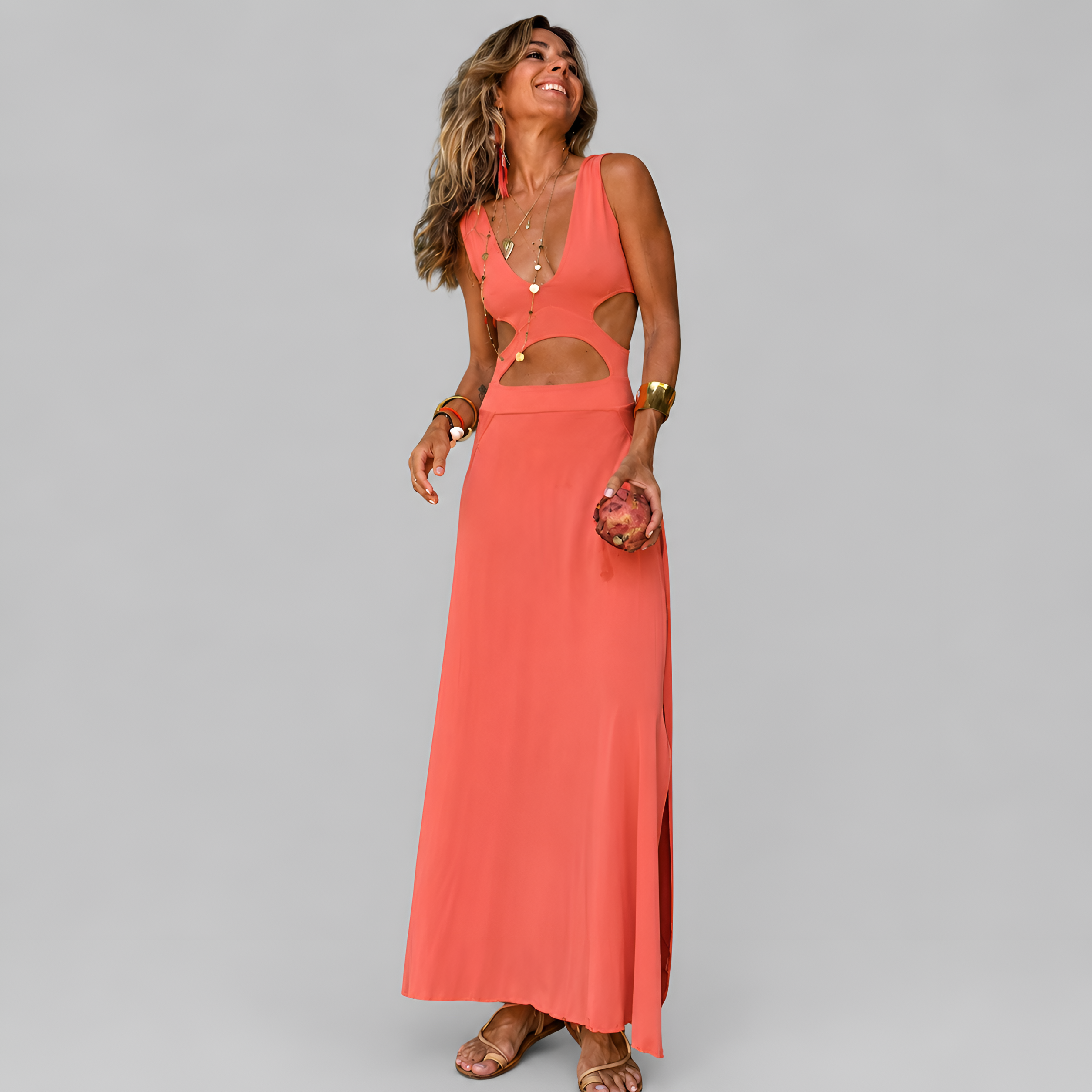 Cut-Out Waist Maxi Dress