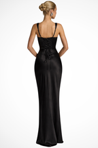 Womens Square Neck Ruched Maxi Evening Dress