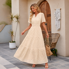 Eyelet Fitted Waist Maxi Dress