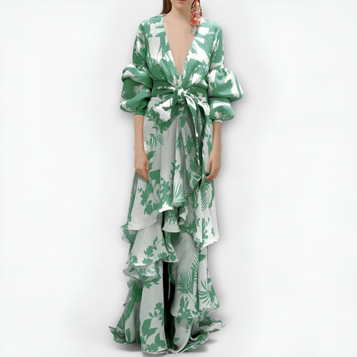 Floral Puff Sleeve Maxi Dress