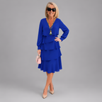 Layered V-Neck Midi Dress