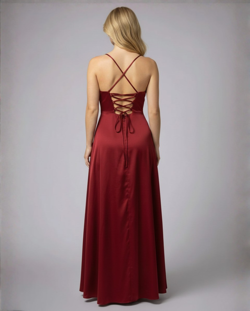 Charlotte | Women’s Sleeveless Evening Maxi Dress With Draped Neckline