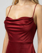 Charlotte | Women’s Sleeveless Evening Maxi Dress With Draped Neckline