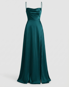 Charlotte | Women’s Sleeveless Evening Maxi Dress With Draped Neckline