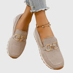 Womens Loafer Sneakers with Cushioned Sole and Knit Upper