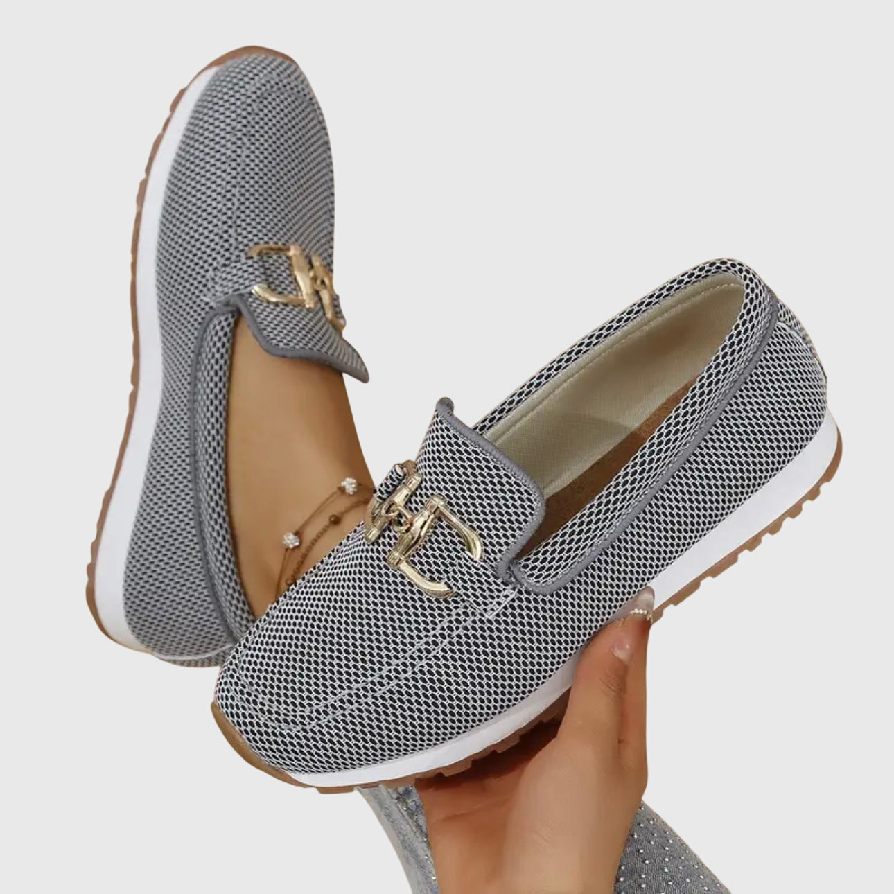 Womens Loafer Sneakers with Cushioned Sole and Knit Upper