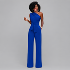 One-Shoulder Wide-Leg Evening Jumpsuit