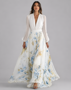 Pleated Floral Print Maxi Dress