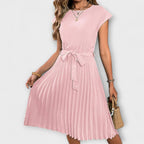 Pleated Waist Tie Midi Dress