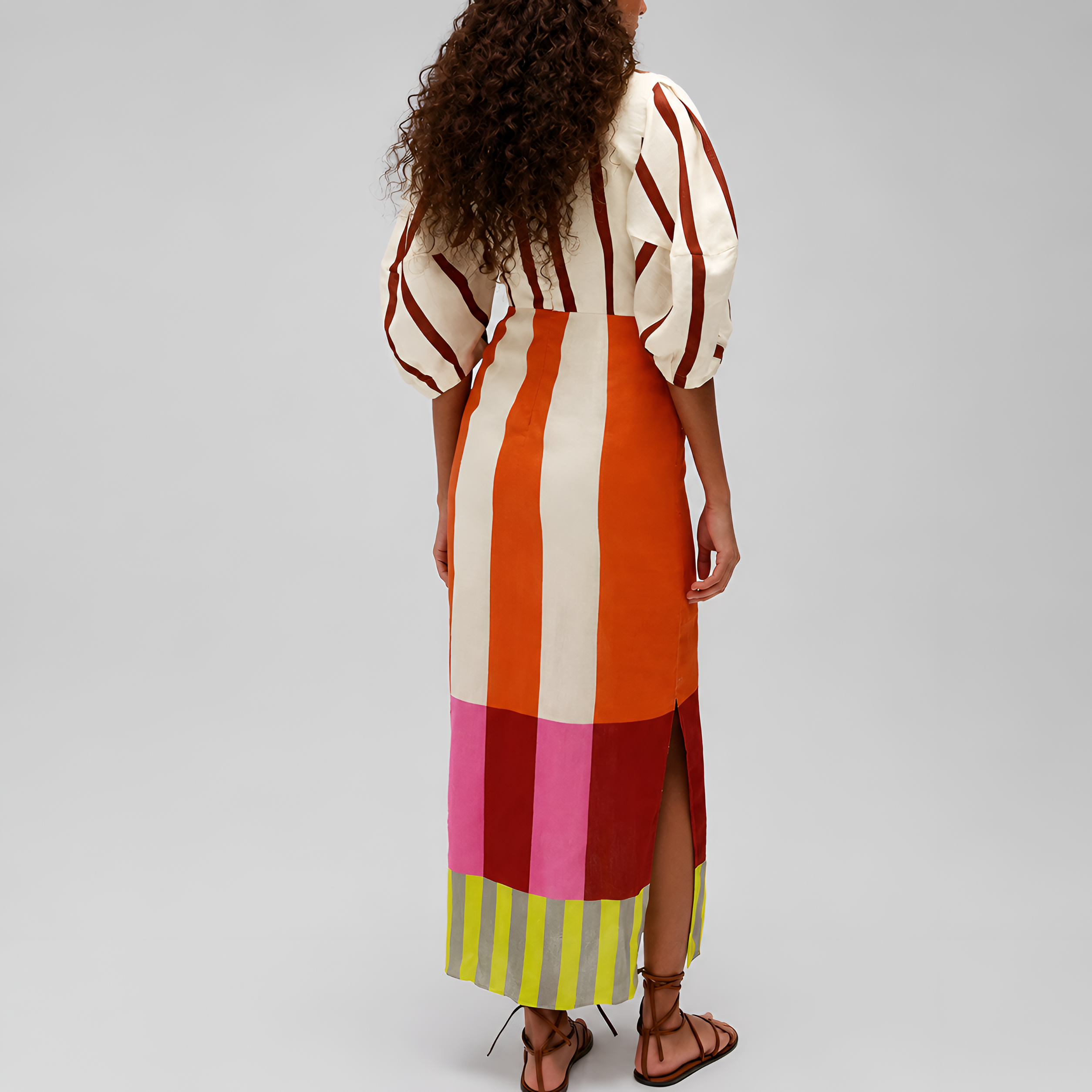 Printed Cut-Out Midi Dress