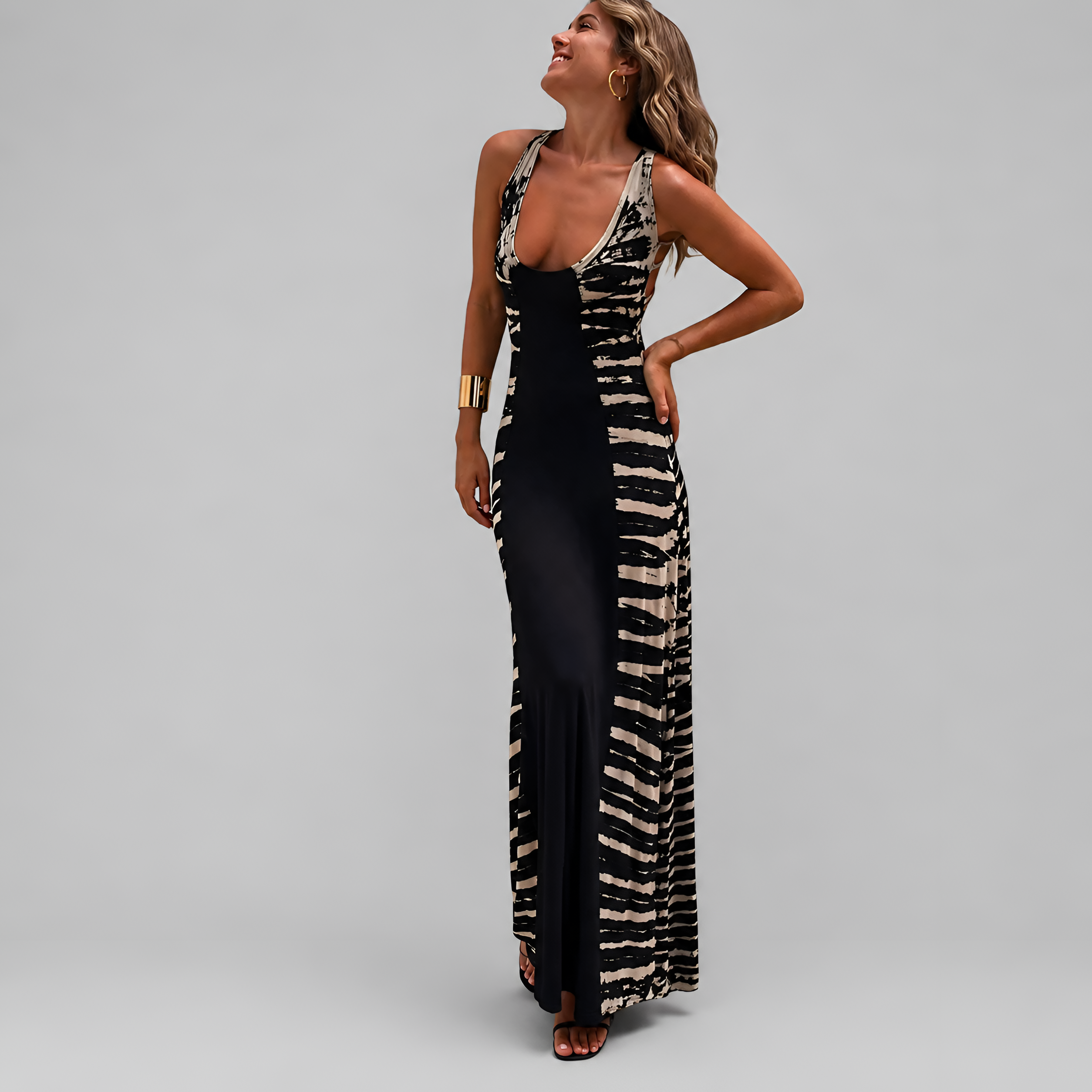 Printed Sleeveless Maxi Dress