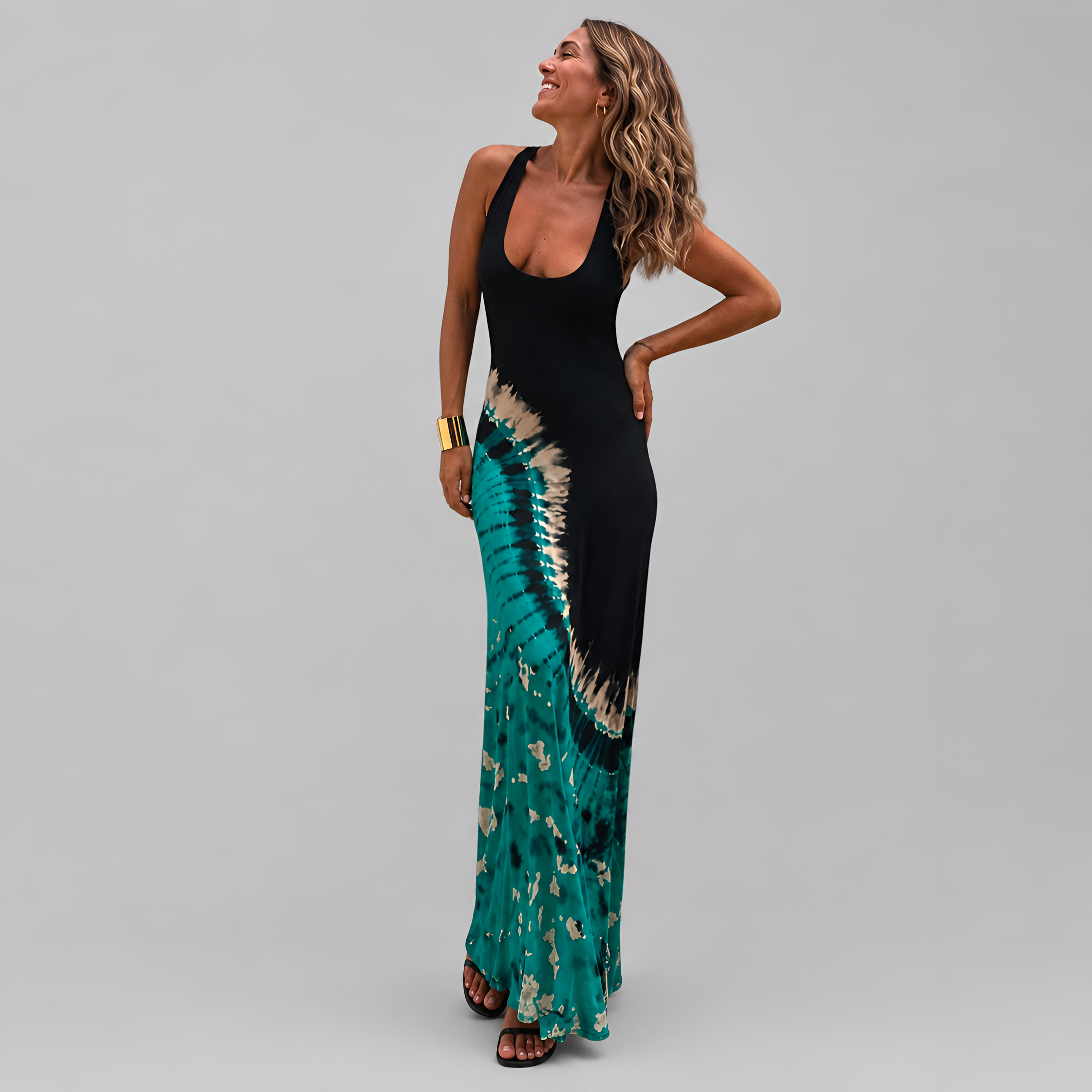 Printed Sleeveless Maxi Dress