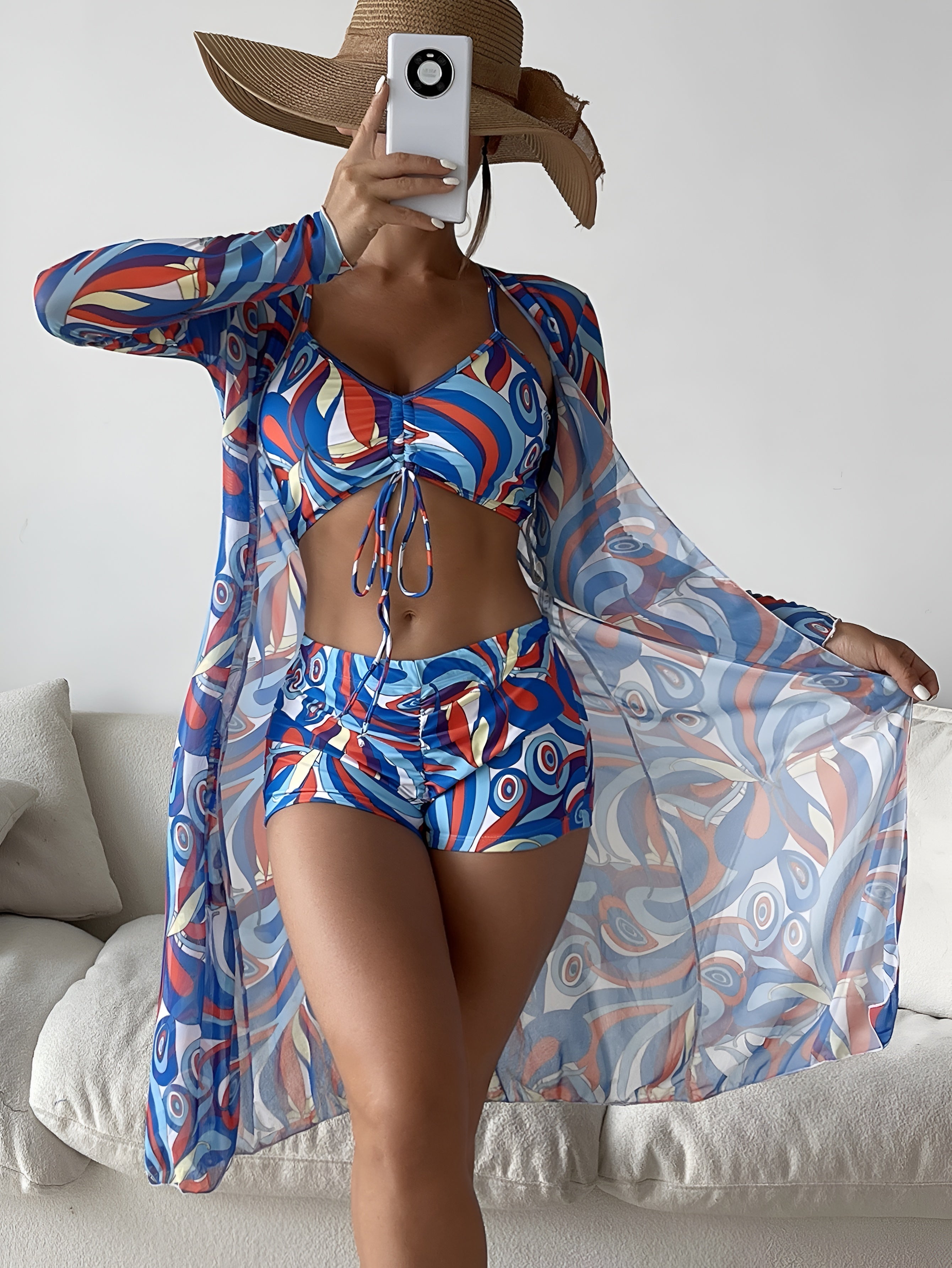 Printed Three-Piece Swimwear Set