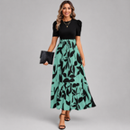 Printed Puff Sleeve Tiered Maxi Dress