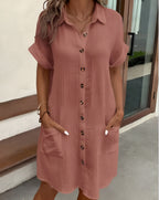Relaxed Button Front Shirt Dress