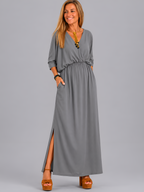 Relaxed Elastic Waist Maxi Dress