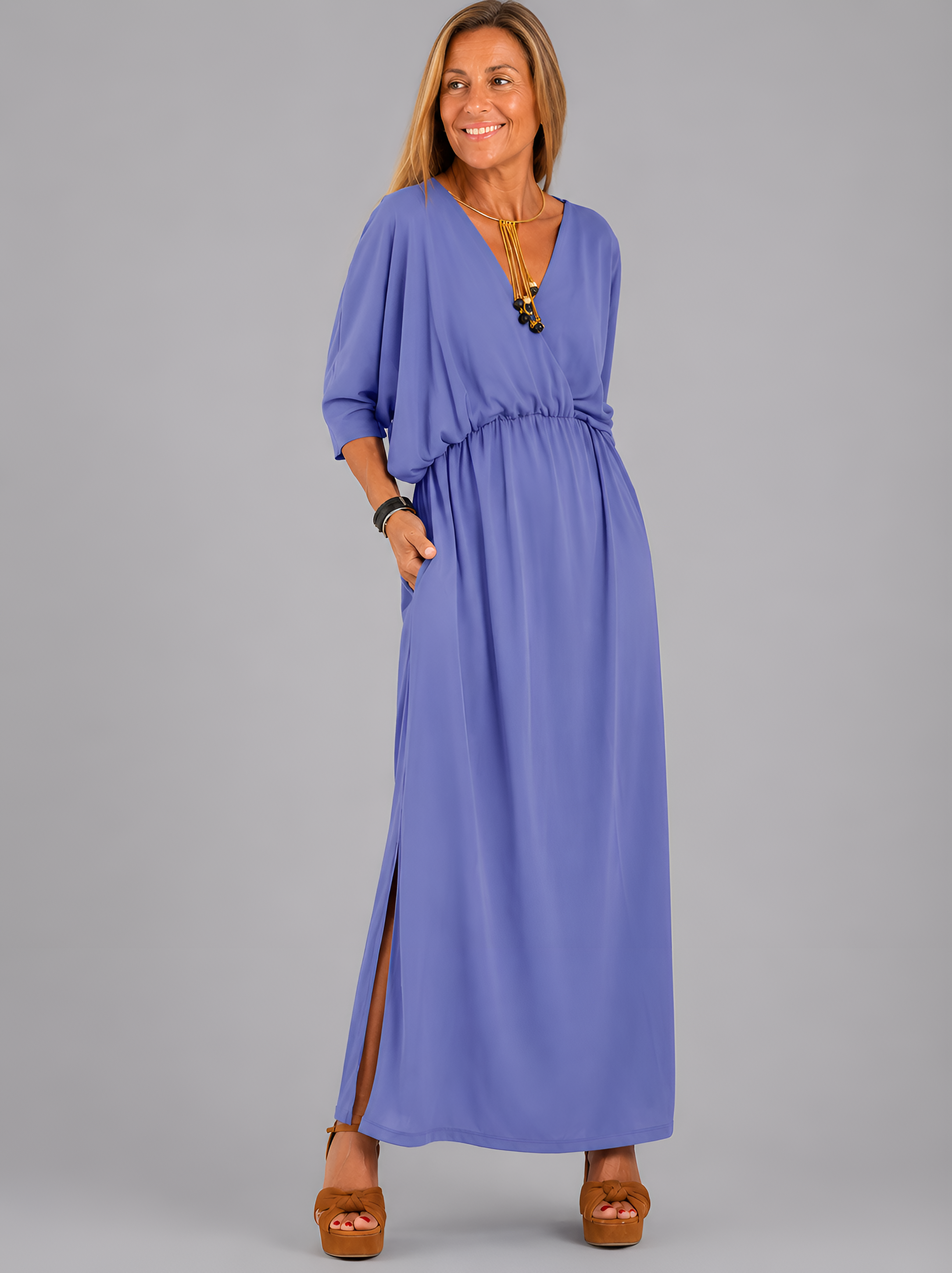 Relaxed Elastic Waist Maxi Dress