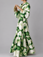 Tiered Abstract Print Maxi Dress