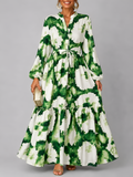 Tiered Abstract Print Maxi Dress