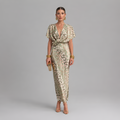 Twist Front Abstract Midi Dress