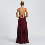 Womens Square Neck Textured Floral A Line Maxi Dress
