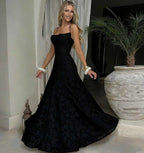 Womens Square Neck Textured Floral A Line Maxi Dress