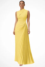 Women's High Neck Sleeveless Pleated Dress