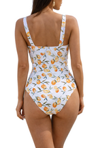 Women's Printed Square Neck One Piece Swimsuit