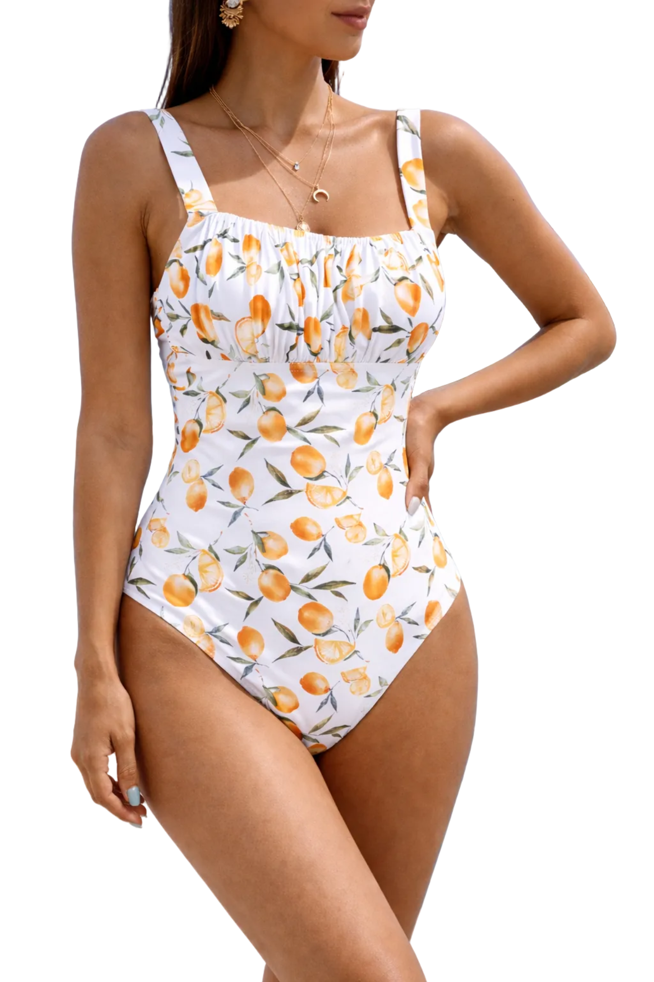 Women's Printed Square Neck One Piece Swimsuit