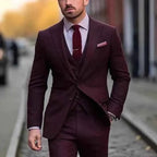 Men's Three-Piece Wedding Suit with Waistcoat and Tailored Fit