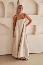 Womens Spaghetti Strap Maxi Dress with Flowing Silhouette