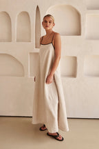 Womens Spaghetti Strap Maxi Dress with Flowing Silhouette