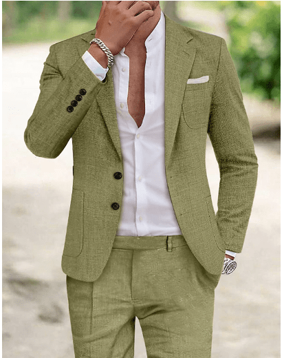 Men's Slim Fit Summer Suit with Tailored Two-Piece Set