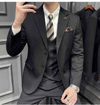 Men's Pinstripe Three Piece Slim Fit Suit