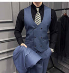 Men's Pinstripe Three Piece Slim Fit Suit
