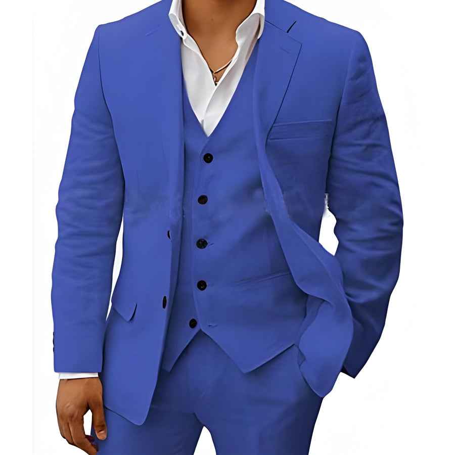 Men's Two-Piece Linen Wedding Suit with Tailored Slim Fit