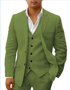 Men's Two-Piece Linen Wedding Suit with Tailored Slim Fit