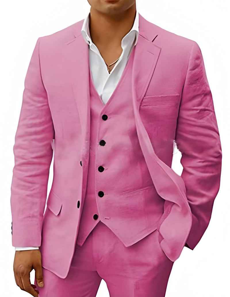 Men's Two-Piece Linen Wedding Suit with Tailored Slim Fit