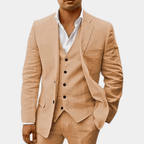 Men's Two-Piece Linen Wedding Suit with Tailored Slim Fit