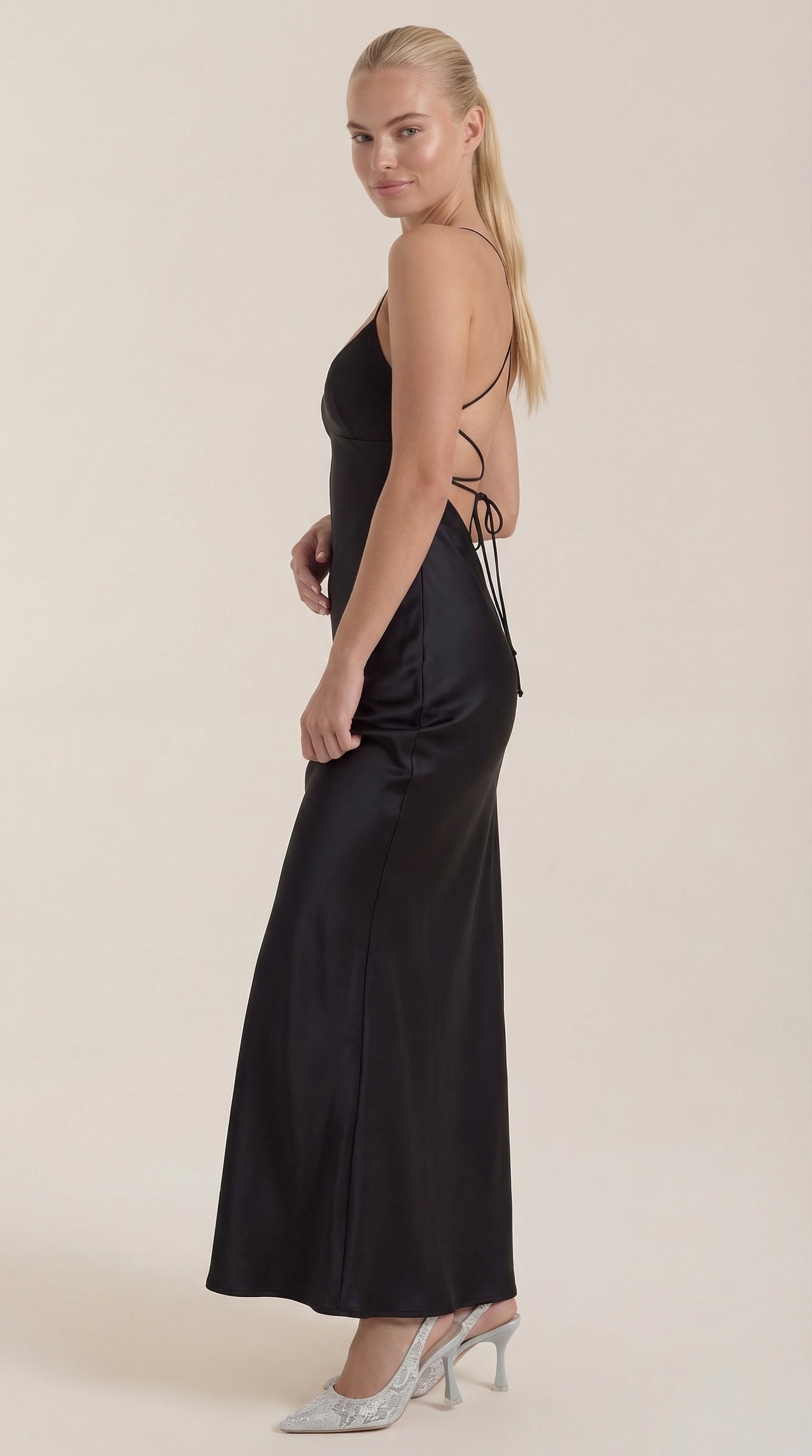 Maxi Dress Women V-Neck Long Sleeves Evening
