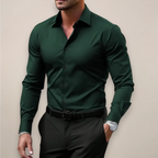 Men’s Long Sleeve Notched Collar Button Front Shirt