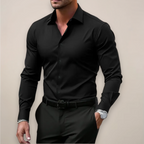Men’s Long Sleeve Notched Collar Button Front Shirt