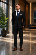 Men's Notched Lapel Two Piece Suit Set