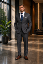 Men's Notched Lapel Two Piece Suit Set