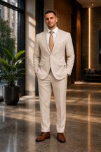 Men's Notched Lapel Two Piece Suit Set