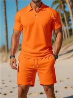 Men's Polo Shirt and Drawstring Shorts Set